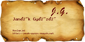 Janák Győző névjegykártya